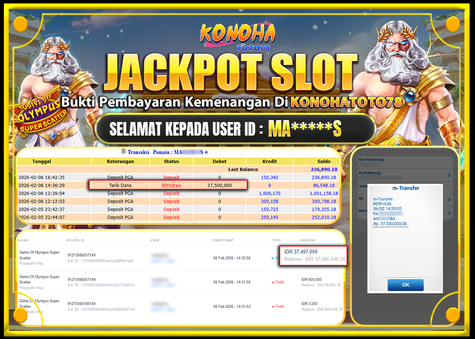 KONOHATOTO78 JACKPOT GATES OF OLYMPUS SUPER SCATTER Rp37.500.000,LUNAS     